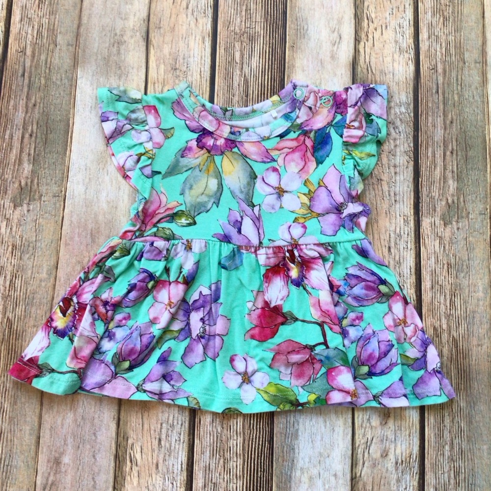 Posh Peanut Deidre Floral Bamboo Peplum Top